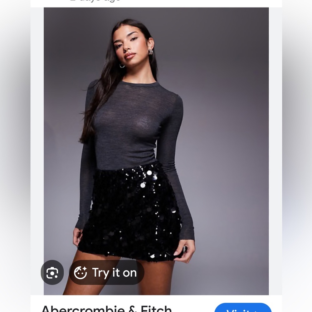 NWT Abercrombie & Fitch Black Sequin Mini Skirt xxs